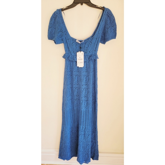Zara blue knit crochet long midi dress - Picture 8 of 9